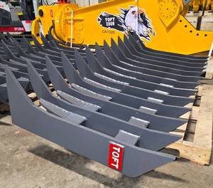 lot 5448 image: Unused Heavy Duty Skid Steer Root Rake ST-72 72in Long, 34.6in Wide, 17.4in High, Weighs 255kg