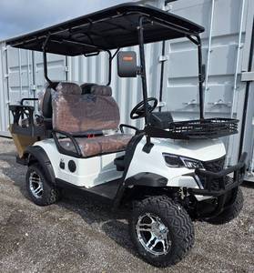 lot 5007 image: Unused White SDLGC80 Golf Cart 4000W 60V-50 Mile Range-4 Luxury Seats-DOT Seat Belts-DOT Acrylic Foldable Windshield-Headlights-Tail Lights-Turn Signals-Rear View Mirror-Horn-Rear Camera NO Back Seat Head Rests, See Details