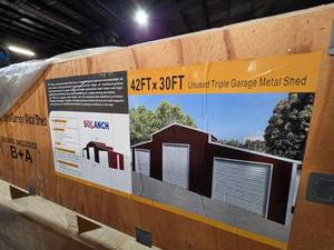 lot 5101 image: Unused SDLANCH 2026 42FT x 30FT Triple Garage Metal Shed  SDL4230TGMS