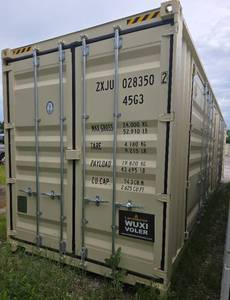lot 1037 image: One Way Trip 40 Long Tall High Cube Container with Double Rear & Two (2) Side Double Doors - Used One Time To Ship To Mother Road Auctions & SalesWeather, Rodent & FireproofDelivery Available