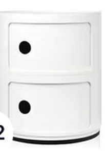 lot 43447 image: (Bottom door is stuck inside)Kartell Componibili cream colored Storage Cabinet