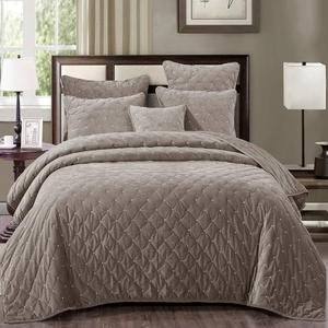 lot 43452 image: Tache Velvet Dreams Quilted Bedspread Set - Sand Beige