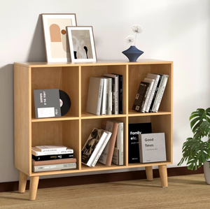 lot 43467 image: 7 Cube Storage Organizer with Legs, 2 Tier Cube Low Horizontal Bookcase Freestanding Storage Display Organizer for Home Office