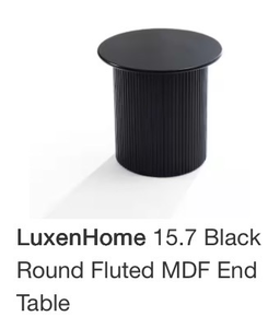 lot 43470 image: LuxenHome Black Round Fluted Side Table