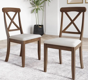 lot 43474 image: (OPEN)Back Dining Chairs with White Cushions.  Pictured is a different but similar chair.