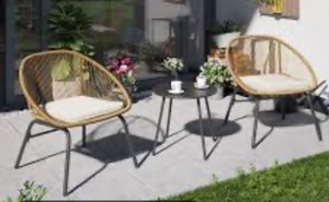 lot 43488 image: Modern Rattan Patio Set with Metal Frame