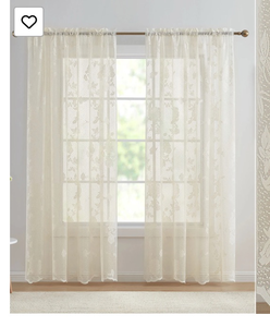 lot 43506 image: White Floral Lace Curtain Panel