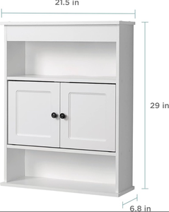 lot 43508 image: White Wall Mount Bathroom Cabinet