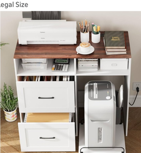 lot 43515 image: Modern File Cabinet with Charging Station and Printer Stand