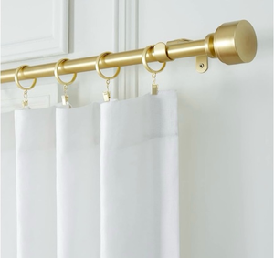 lot 43989 image: MODE Premium Collection Single Curtain Rod Set with Mod Doorknob Finials - 36 to 72 in, Gold