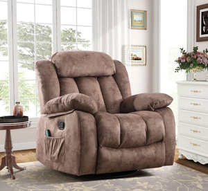 lot 43992 image: Microfiber Swivel Rocker Recliner with Heat and Massage