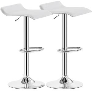 VECELO Bar Stools Set of 2, Swivel Bar Chairs, Adjustable Counter Bar Stools, Modern Armless PVC Stools for Kitchen/Island/Bar/Dining Room/Party, White