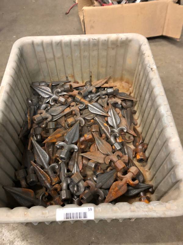 lot 59 image: Large crate of Cast Iron Fence Spear Finials