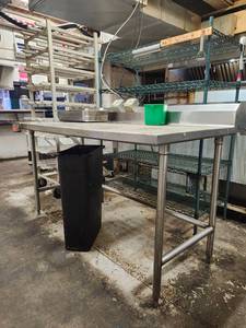 lot 3738 image: Commercial Stainless Steel Prep Table