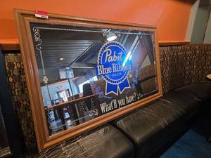 lot 4273 image: Pabst Blue Ribbon Beer Mirror Sign