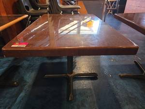 lot 4281 image: Restaurant Style Wood Table with Metal Base