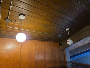 lot 4291 image: Mid Century Modern Globe Pendant Light Fixture - Set of 6