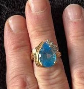 Blue Topaz or Aquamarine 14K Gold Ring with Diamond Accents