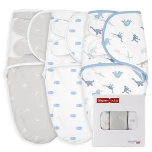 GLLQUEN BABY Swaddle 0-3 Months - 3 Pack Swaddles for Newborn, Adjustable Newborn Swaddling Wrap for Baby Boys and Girls, Swaddle Blanket Sleep Sack, Dinosaur & World, Easy Change - Retail: $25