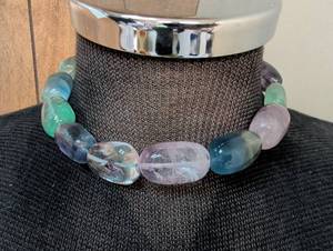 lot 99118 image: Fluorite Oval Bead Necklace with Gold Toggle Clasp