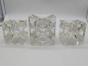 lot 99507 image: Amtrunion Czech Glass Candle Holders Set of 3