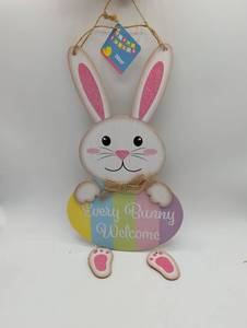 lot 99626 image: Easter Bunny Welcome Sign Wall Decor