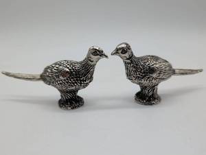 lot 99629 image: Silver-Toned Pheasant Bird Salt and Pepper Shakers