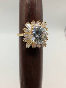 lot 99635 image: 18K Gold CZ Sunburst Ring