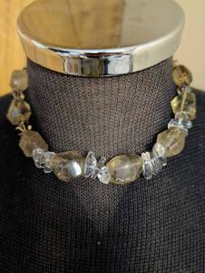 lot 99636 image: Smoky Quartz and Crystal Choker Necklace with Toggle Clasp