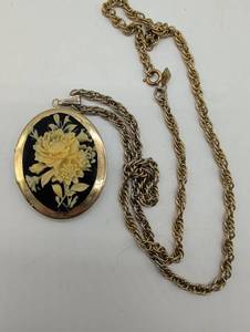 lot 99640 image: Floral Cameo Locket Necklace