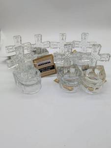 lot 99663 image: Luminessence Clear Glass Cross Candle Holders