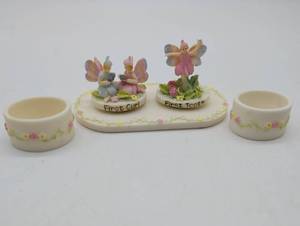 lot 99677 image: Babys First Keepsake Set with Fairy Figurines - First Tooth, First Curl
