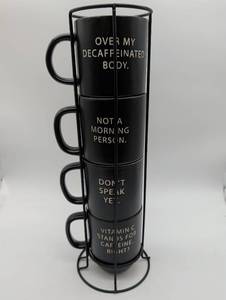 lot 99684 image: Coffee Lovers Stacking Mug Set with Stand