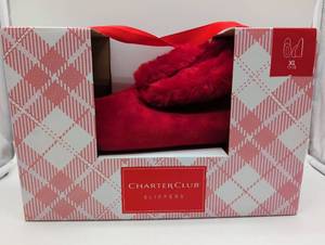 lot 99685 image: Charter Club brand Red Plush Slippers, Size XL