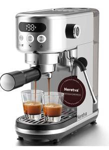 lot 3609 image: Neretva Espresso Machine 20 Bar, Super Compact Espresso Maker Stainless Steel Professional Coffee Machine Espresso - Retail $119