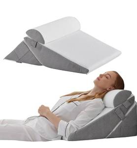 lot 3620 image: Bedluxe Wedge Pillow Headboard, 3PCS Orthopedic Bed Wedge Pillows Set