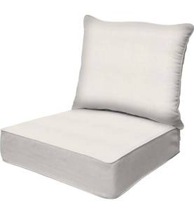 lot 3623 image: Honeycomb Outdoor Heritage Deep Seat, 24 x 23, Textured Solid Bone Chair Cushion with Removable Cover, for Patio Furniture