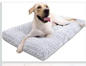 lot 3625 image: KSIIA Washable Dog Bed Deluxe Plush Dog Crate Beds Comfy Kennel Pad Anti-Slip Pet Sleeping Mat for Large