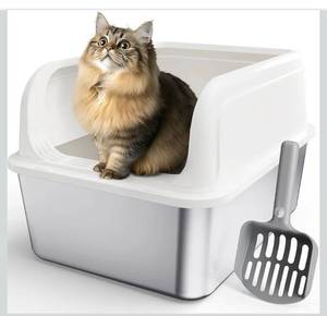 lot 3627 image: Stainless Steel Cat Litter Box,