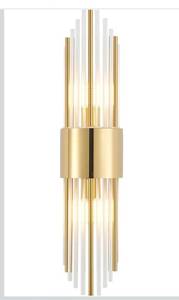 lot 3636 image: Modern Gold Crystal Wall Sconce, Gold Wall Light Vertical Rod Design��
