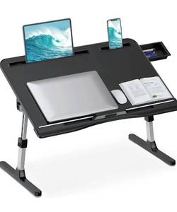 lot 3638 image: Laptop Stand for Bed, Adjustable Leather Bed Desk