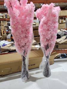 lot 3650 image: Pink Artificial Cherry Blossom Trees Faux Cherry Blossom Tree Pink Tree for Office Wedding Home Office Living Room House Indoor Outdoor Decor 2 pack 3.5 tall