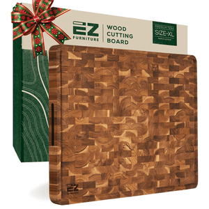 lot 3668 image: EZ FURNITURE 24 x 18 Inch Extra Large Teak Cutting Board  End Grain Cutting Board with Juice Groove and Handles  Large Wooden Cutting Board  Wooden Chopping Board for Meat  Vegetables  Fruit