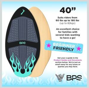 BPS New Zealand Flame - High Performance Wooden Skimboard with Custom Traction Pads
