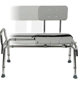 lot 3671 image: DMI Tub Transfer Bench and Shower Chair with Non Slip Aluminum Body, FSA Eligible, Adjustable Seat Height and Cut Out Access,