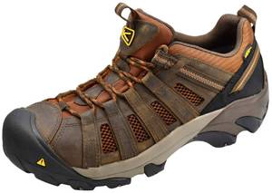 lot 3685 image: KEEN Utility Mens Flint Low Height Steel Toe KEEN Utility Work Shoes, Cascade BrownCaramel Cafe, 9.5 D