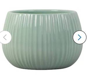 lot 3688 image: 2pack allen  roth Round 8.0-in W x 8.0-in L Green Ceramic Indoor Planter&nbsp