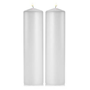 lot 3706 image: White Pillar Candles - Set of 2 Unscented Pillar 3x12 inches for Wedding Centerpiece Candle, Home Decor and Holiday Celebrations