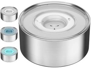 lot 3708 image: 1Gallon Slobber Stopper Water Bowl for Dogs, US Patented Splash-Proof Paws Lid, 188 Stainless Steel, Anti-Slip Base, No Spill for Messy Large Medium Dogs, Ear Protection for Floppy-Eared Breeds