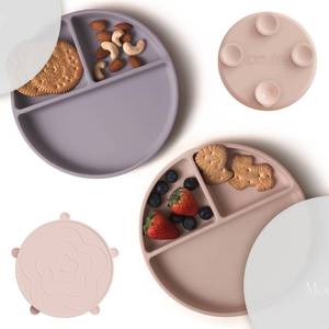 lot 3709 image: Moonkie Suction Plates for Baby  100% Silicone BPA-Free Baby Plates with Lids and Food Cover  Divided Design  Microwave and Dishwasher Safe  Toddler Plates 2 Pack